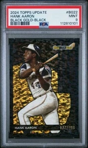 #d/199 BLACK GOLD PSA 9 MINT HANK AARON HOF 2024 TOPPS UPDATE BG22 GRADED *TPHLC - Picture 1 of 2