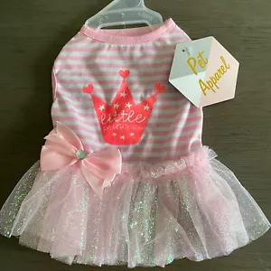 PET APPAREL PINK & WHITE STRIPE "LITTLE PRINCESS" PARTY DRESS Puppy/Dog MEDIUM - Picture 1 of 1