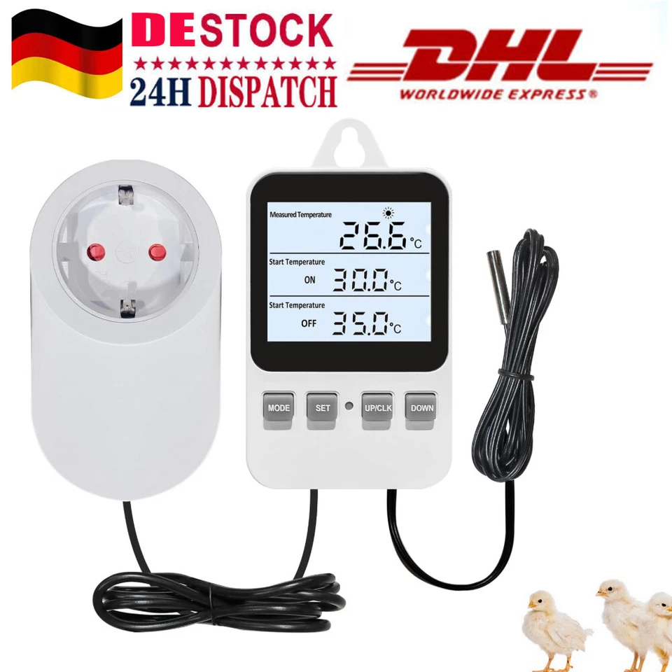 Digital Plug in Thermostat Socket, Heating, Cooling Electric Temperature Control - Bild 1 von 4