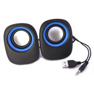 US USB Stereo Speaker For Laptop Desktop Computer MP3 Cell Music Player Black - Picture 1 of 8