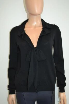 Moschino Black Wool Long Sleeve Cardigan/Sweater w/Bow 46/US 10 - Image 1 of 4