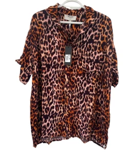 One Teaspoon Womens Animal Print Polynesian Shirt Button Up XL NWT - Picture 1 of 14