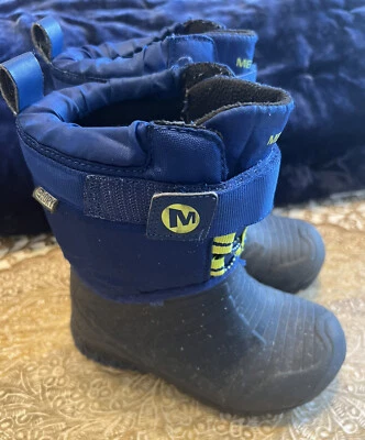 Merrell Botas de Invierno Niño Pequeño 9 M Impermeables Correa Media Pantorrilla Gris Azul Termolite Foto 1 de 4