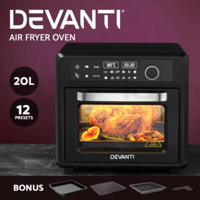 Devanti Air Fryer 20L LCD Fryers Kitchen Oven Oil Free Healthy Cooker 1400W - image 1 of 4