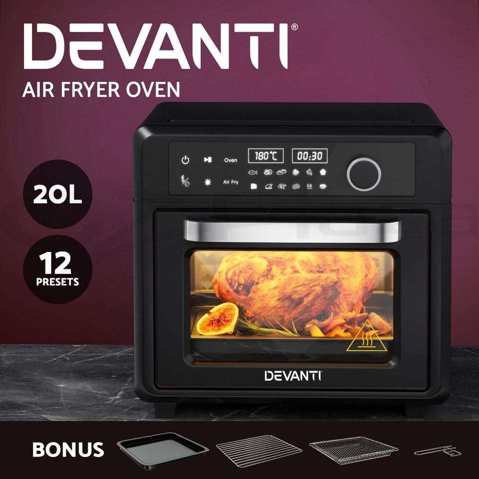 Devanti Air Fryer 20L LCD Fryers Kitchen Oven Oil Free Healthy Cooker 1400W - image 1 of 4
