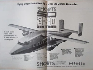 6/1973 PUB SHORTS SD3-30 JUMBO COMMUTER AIRCRAFT / HS 748 AEROPOSTAL ORIGINAL AD - Picture 1 of 2