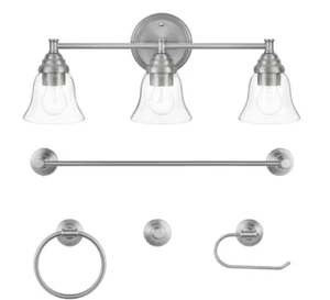 Hampton Bay Marsden 23.5" 3-Light Brushed Nickel Vanity w/Bathroom Hardware Kit - Picture 1 of 2