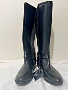 Tommy Hilfiger Leder Reitstiefel Damen 10 M Schwarz Dorian Neu Unvollständig LESEN - Bild 1 von 24