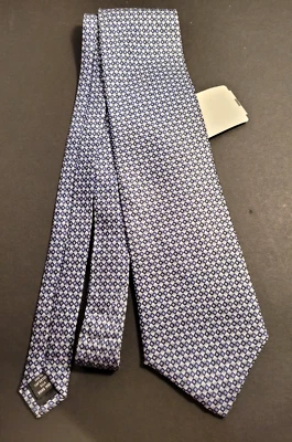 Corbata Kenneth Cole Reaction Para Hombres Seda Geométrica Cuadrada Azul Plata Hecha a Mano Nueva Foto 1 de 4