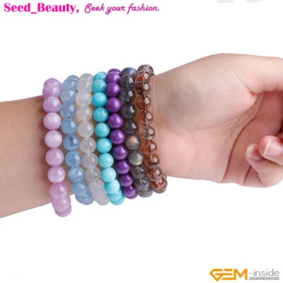 Elástico Natural AAA Surtido Piedras Preciosas Cuentas Joyería Pulsera Hacer 7" Regalo Foto 1 de 4