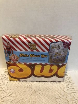 Комплект простыней Candy Crush Twin простыни с конфетами кусочки и сладости и наволочка новый - Изображение 1 из 4