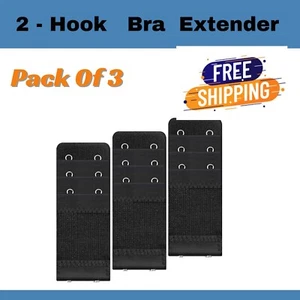 Bra Extender 2 Hooks Elastic Black Underwear Strap Extension Maternity - Picture 1 of 5