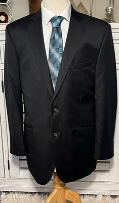 Blazer Claiborne Para Hombre 44L Negro 2 Botones Doble Ventilación Lana Traje Chaqueta Abrigo Foto 1 de 4