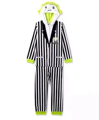 Pijama de una pieza de traje de unión con capucha Beetlejuice polar para niños (talla XS 4-5) Foto 1 de 4