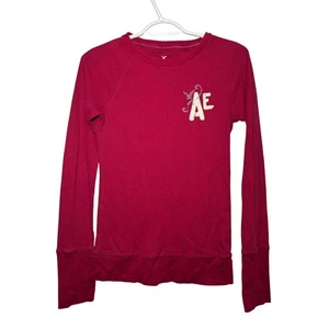American Eagle pink long sleeve shirt womens large y2k classic 2000s - Foto 1 di 6