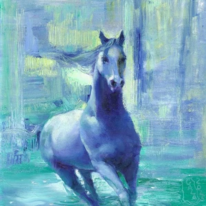 original painting 30 x 30 cm 86KG artwork oil paints modern horse - Picture 1 of 3