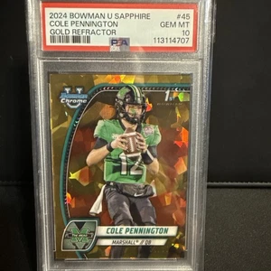 Cole Pennington 2024 Bowman Cromo U Zaffiro 1° Oro Rifrattore /50 PSA 10 - Foto 1 di 2