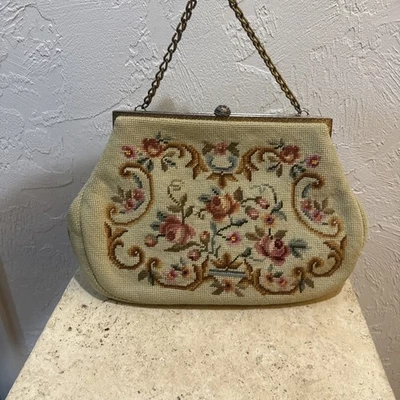 Bolso de mano vintage para mujer con cadena tapiz tapiz floral a punta de aguja con cadena Foto 1 de 4