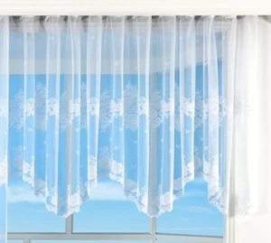 Tenda jacquard ad arco nastro increspato motivo floreale barocco, 145x450 (HxL) - Foto 1 di 7