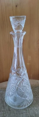 Schwere Karaffe Dekanter Wein/Likör   Bleikristall Schleuderstern mit  Stössel - Bild 1 von 4