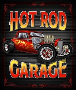 Plush Queen Hot Rod Blanket - Extremely Soft - Hot Rod Garage - Picture 1 of 3
