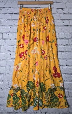 Rachel Roy Marigold Yellow Front Slit Button Accent 90s Style Skirt Size Small - Image 1 of 4