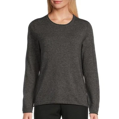 NWT Dillards Investments Petites Gray 70% Wool 30% Cashmere Crewneck Sweater - Image 1 of 4