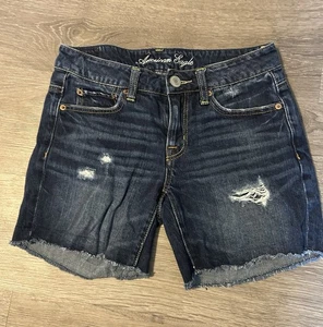 American Eagle Outfitters Jeansshorts Damen Größe 00 dunkelblau abgeschnitten Denim - Bild 1 von 8