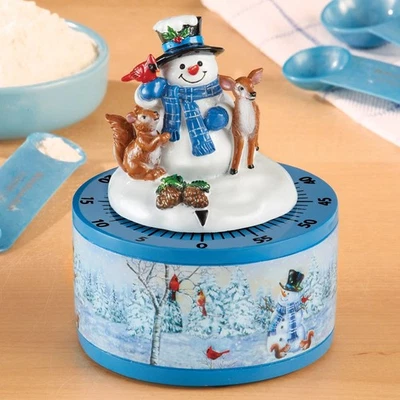 Frosty Snowman & Friends Winter Scene 60-Minute Wind Up Mechanical Kitchen Timer - Image 1 of 4