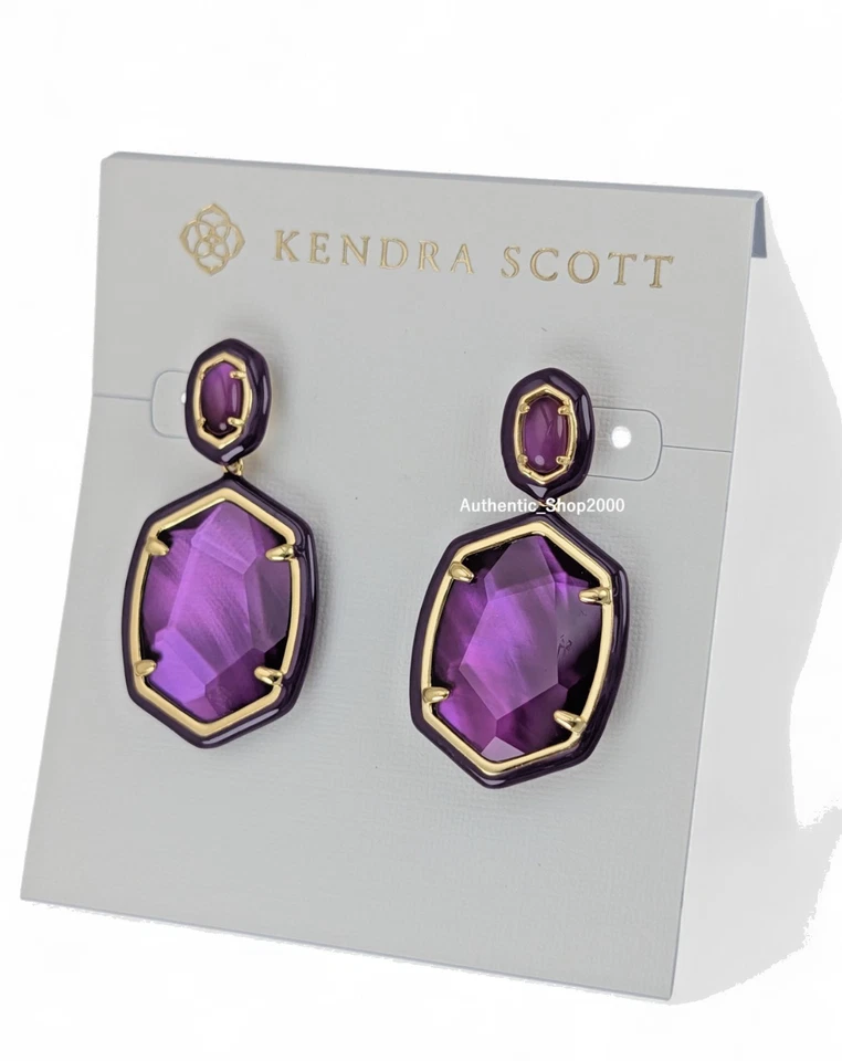 NUEVO Auténticos Pendientes Colgantes KENDRA SCOTT Marco Daphne Púrpura Madreperla Foto 1 de 4