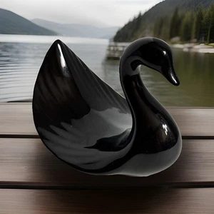 Vintage Black Swan Towel Holder Wall Mounted Ceramic 6" - Picture 1 of 7