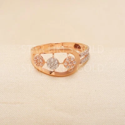 Unique Interlocking Oval Ring 18k Rose Gold Cocktail Ring Size 7 us - Image 1 of 4