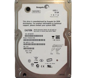 Disco duro Seagate ST920217AS 9AP111-140 3.01 WU (5NT3) China 20gb 2.5" Sata 11/2006 - Imagen 1 de 1