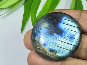 36X36MM Multi Fire Labradorite Round Cabochon Loose Natural Gemstone 77Cts. - Foto 1 di 9