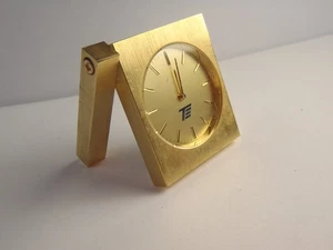 Solid Brass Small Clock Watch 1 1/2" x 1 1/2" with Swiss/Japan Movement Working - Picture 1 of 15