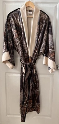 VTG ThermoKing Hunting Print Men XL Camo Belted Bath Sleep Robe Canada Made RARE - Image 1 of 4
