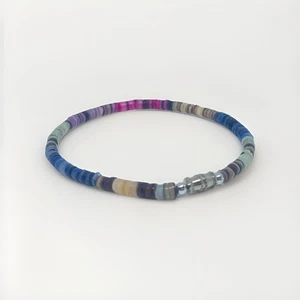 Cavigliera Heishi conchiglia tinta arcobaleno o bracciale XL chiusura a botte spiaggia vintage beatitudine - Foto 1 di 9