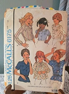 Conjunto de tops McCall's 6175 para niña patrón - talla 14 pecho 32 cintura 26 - Imagen 1 de 5