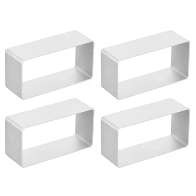 4pcs Metal Cookie Cutters Aluminum Alloy Rectangle Cookie Cutter Mould Silver - Image 1 of 4