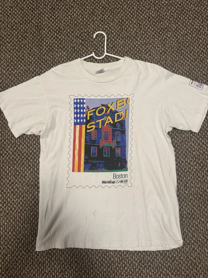 Camiseta Vintage Copa Mundial EE. UU. 94 Boston Foxborough - Estampilla Bandera - Talla Grande Foto 1 de 4