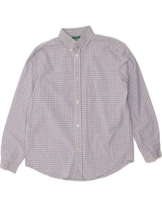 BENETTON Boys Shirt 14-15 Years Blue Check AB07 - Picture 1 of 3