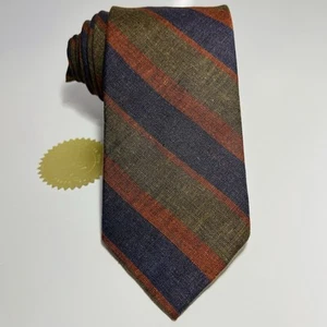 Oliver Spencer Blue,Olive&Rust 100% Linen Striped Tie 62.5x3.25” Modern NWOT - Picture 1 of 14
