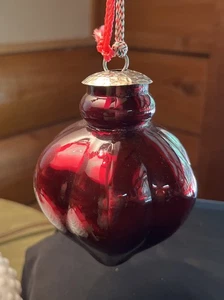 Kugel Vintage Vetro Pesante Palline di Natale Ornamento Midwest Rosso Profondo Altezza 4,5" - Foto 1 di 7