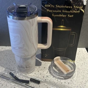 Amzeeware Cup 1182ml - Pink Marble - One Of Two Lids Is Cracked, Box Scruffy - Picture 1 of 6