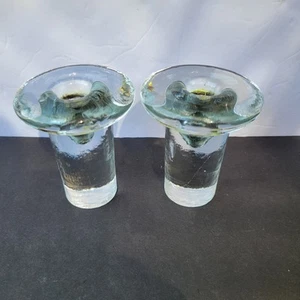 Vintage 2er Set Blenko #877L, Kerzenhalter, Kristall (klar in der Farbe), 4" hoch - Bild 1 von 7