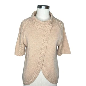 Maglione cardigan NEIMAN MARCUS marrone maglia cavo manica corta tulipano cashmere piccolo - Foto 1 di 6
