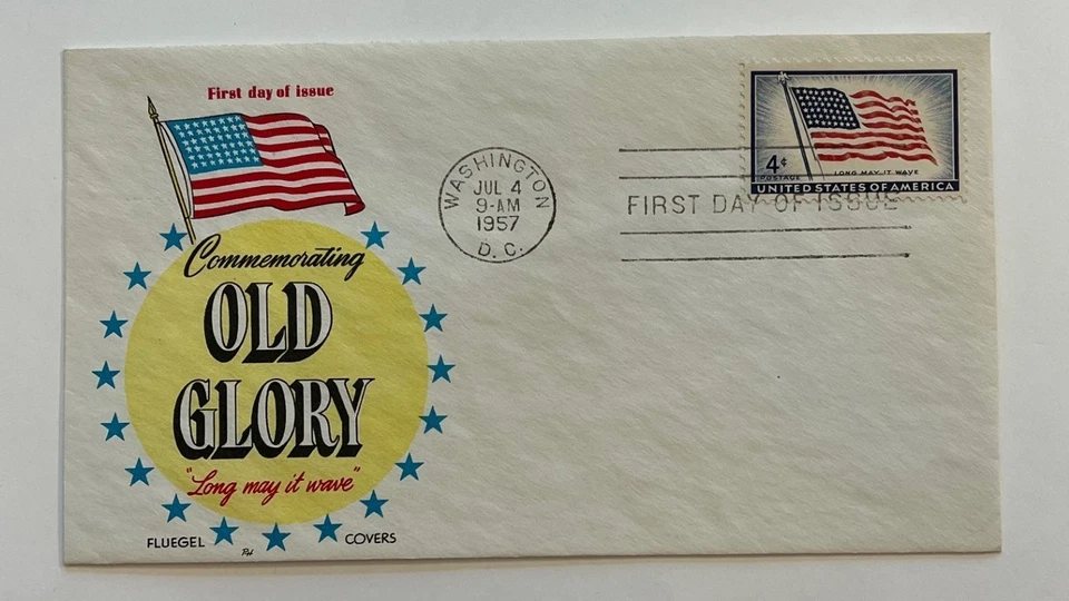 1957 4c Old Glory Postage Stamp #1094 First Day Cover - Fluegel - Image 1 of 1