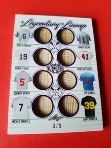 Mickey Mantle JOHNNY BENCH YOUNT DOERR RAINES MATTHEWS Bat CARD #3/9 LEAF LUMBER - Picture 1 of 2