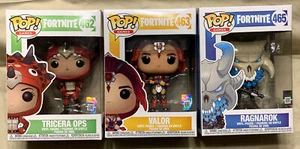 Funko Pop! Games: Fortnite - Ragnarok, Tricera Ops, Valor Vinyl Figure Lot - Picture 1 of 6