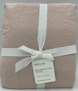 Pottery Barn Belgian Flax Linen Double Flange Duvet Cover Pink King Cal #N320 - Picture 1 of 5